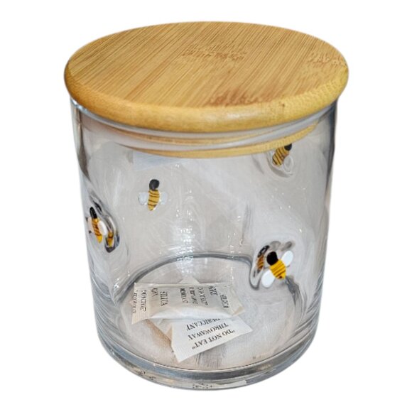 Well Equipped Kitchen - 3d Bee Design Glass Jar with Bamboo Lid, NWT - Picture 1 of 4